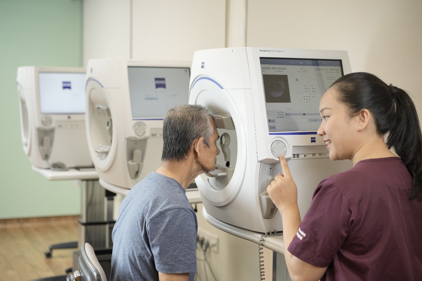 Patient receiving eye check