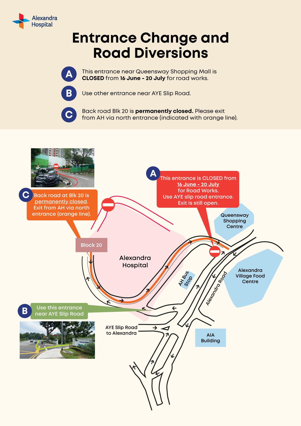 Road entrance closure map